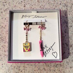 Betsey‎ Johnson Crayon Earrings Asymmetrical Dangle Earrings NIB